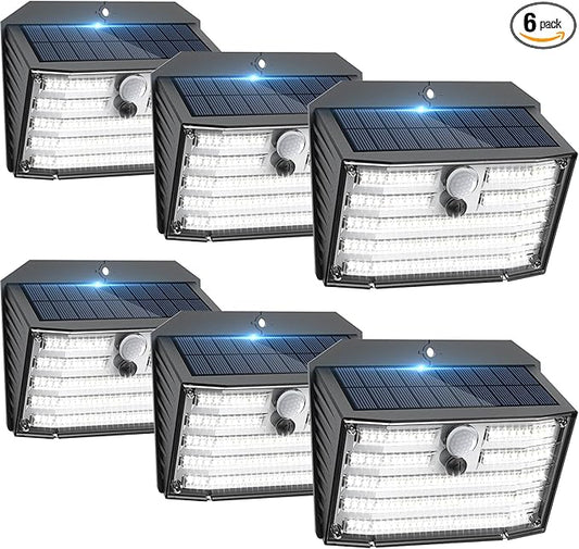 Solar Motion Lights Outdoor, Ultra Bright Solar Fence Lights with Motion Sensor, IP65 Waterproof Security Light 3 Modes, 270° Lighting Angle, Wall Lights for Deck Patio Fence Garage Door (6 Packs) Claoner