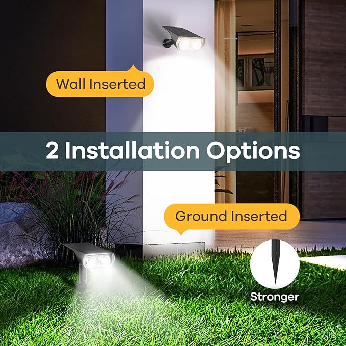 Linkind Solar Lights Outdoor Waterproof IP65, StarRay Dusk-to-Dawn Outdoor Solar Lights, 3 Lighting Modes Solar Spot Lights Outdoor for Garden, Yard, Landscape (Daylight, 4 Pack) Linkind