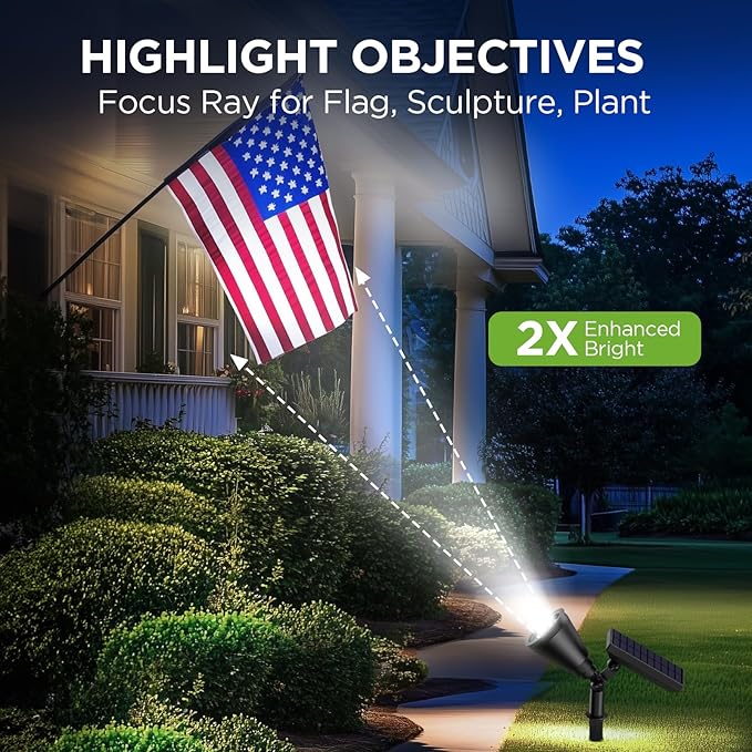 InnoGear Solar Lights Outdoor Lighting Waterproof Landscape Spotlights Uplighting for Outside Flag Garden Trees Yard Pathway Wall Auto On/Off, Pack of 4 (Cool White) InnoGear
