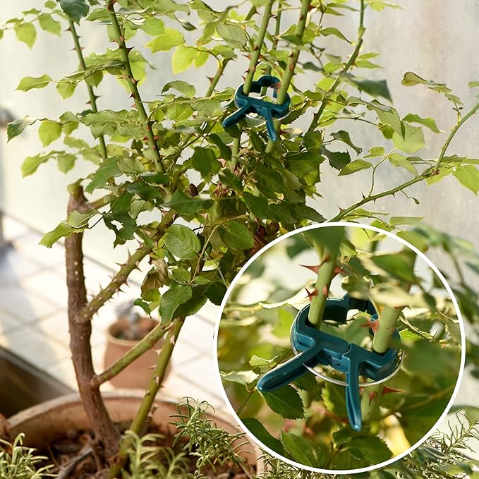 Plant Support Clips, 80 PCS Gentle Flower Plant Clamps for Supporting Vine Climbing Plants, Gardening Lever Loop Gripper Clips Help Stems Vines Grow Straight Upright, 2 Sizes in one Pack PERSZEN