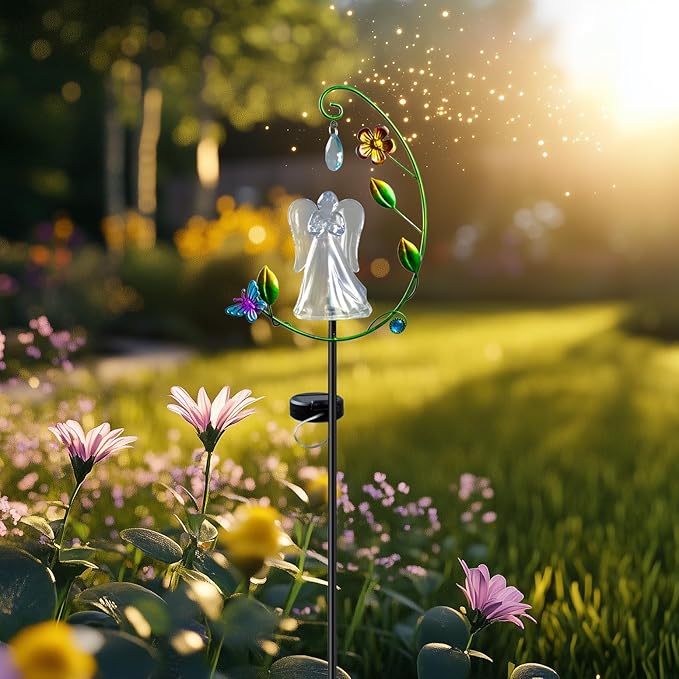Solar Angel Light for Cemetery Decor - Color Changing Memorial Gift, Outdoor Garden Stake Light for Grave, Yard, Patio - Waterproof Sympathy Decoration with LED ELFENGARDEN