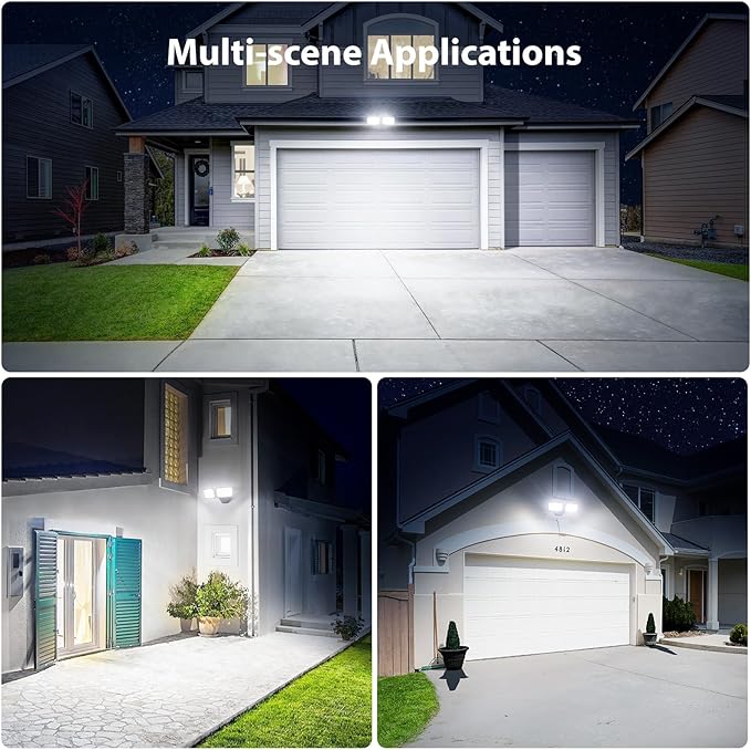 Onforu 3200LM Flood Lights Outdoor, 32W 6500K LED Security Light Manual Switch Controlled, IP66 Waterproof Outdoor Lights, Wall Mount Exterior Flood Light with 2 Adjustable Heads Floodlights Outside Onforu