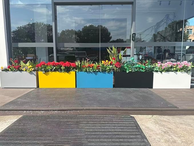 40" L x 16" W x 18" H Metal Large Rectangular Planter - Long Planter Box for Outdoor Patio/Porch Planter Boxes Outdoor Modern Design for Plants, Flowers, Garden,Spliced Flower Pot (Black) MinCHI257