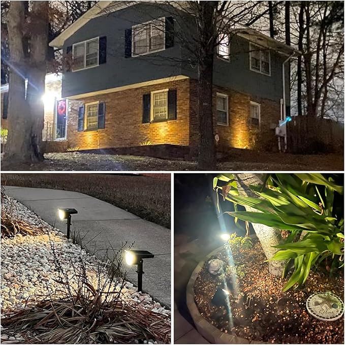 Solar Lights Outdoor Waterproof IP65, Solar Powered 76 LED 3 Lighting Modes Solar Spot Lights Outdoor for Yard Garden Landscape Pathway (Warm White, 4 Pack) GKGG