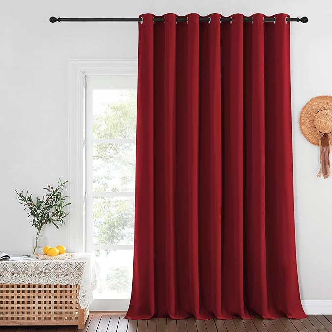 NICETOWN Burgundy Red Blackout Curtains for Bedroom/Living Room 132 Inch Length - Thermal Insulated Room Darkening Grommet Top Window Curtains (100 by 132 - Inch, 1 Panel) NICETOWN