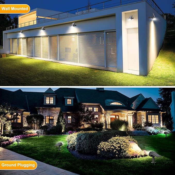 Fabrito 72 LEDs Solar Spot Lights Outdoor Waterproof, 3 Modes Landscape Spotlights, Dusk to Dawn Solar Powered Flood Wall Lights for Outside, Solar Garden Lights for Yard Porch 2 Pack (Warm White) Fabrito