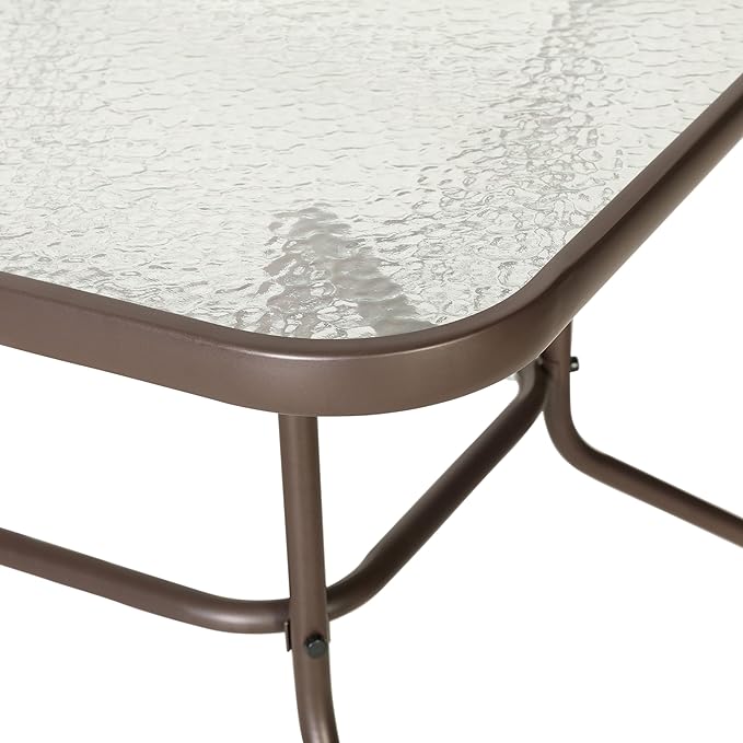 Flash Furniture Tory 31.5" x 55" Rectangular Tempered Glass Metal Table with Umbrella Hole, Bronze FlashFurniture