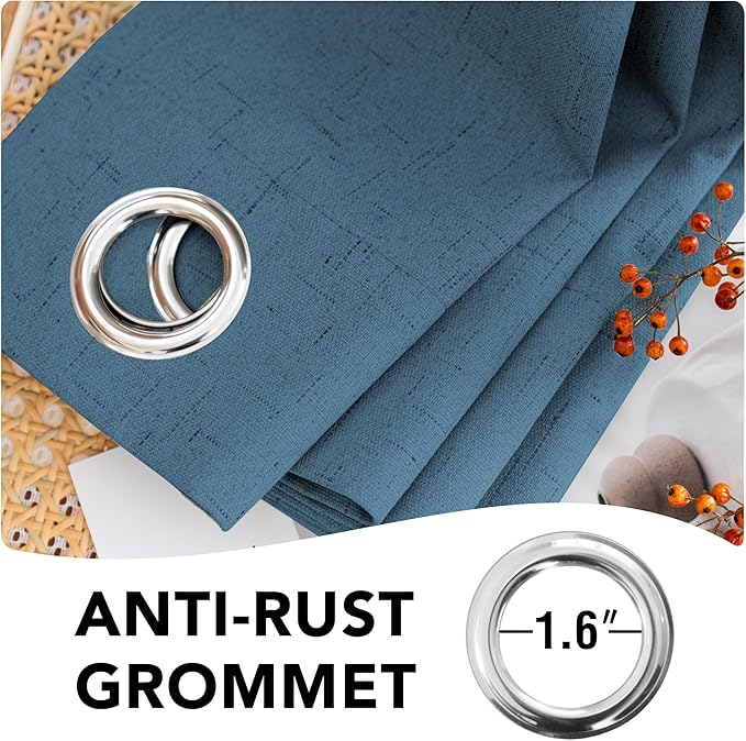 H.VERSAILTEX 100% Blackout Curtains for Bedroom Thermal Insulated Linen Textured Curtains Heat and Full Light Blocking Drapes Living Room Curtains 2 Panel Sets, Blue Sapphire, 52x108 Inch HVERSAILTEX