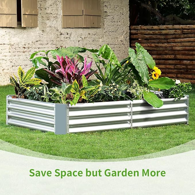 Land Guard 3 Pack 6×3×1ft Galvanized Metal Raised Garden Bed, Metal Planter Kit Box Outdoor for Deep-Rooted Vegetables, Flowers, Green and Herbs, Silver LandGuard