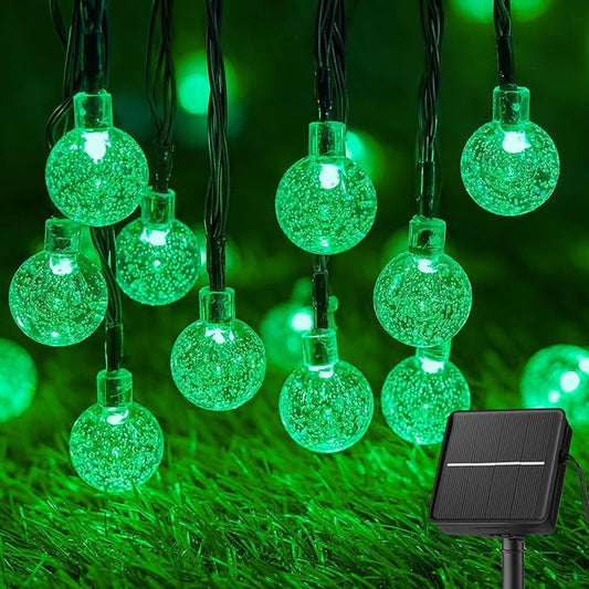 Brightown Solar String Lights Outdoor 60 Led 35.6 Feet Crystal Globe Lights with 8 Lighting Modes, Waterproof Solar Powered Patio Lights for Garden Yard Porch Wedding Party Decor (Green) Brightown