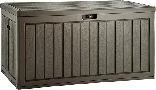 YITAHOME 90 Gallon Large Deck Box with Side Handles, Outdoor Double-Wall Storage for Patio Furniture Cushions, Garden Pool Accessories, Waterproof & Lockable YITAHOME