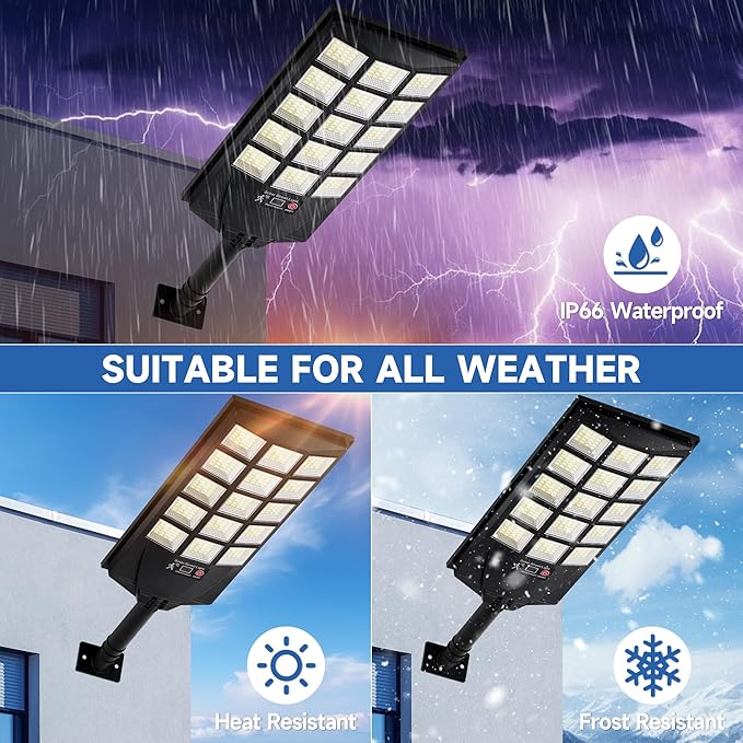 Solar Lights Outdoor Waterproof, 6500K Dusk to Dawn Solar Street Light Motion Sensor with Remote Control, LED Security Light for Outside Garden Yard Parking Lot, Oudoor Flood Lights, 2PACK Aqraou