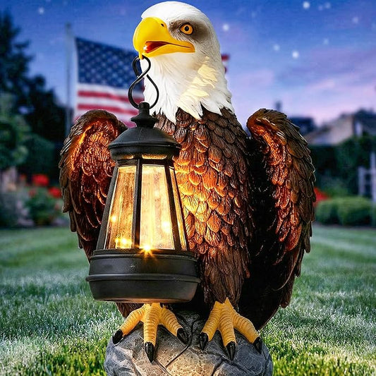 American Bald Eagle Garden Statue with Solar Light,Outdoor Decor Sculpture,Perfect for Patio,Yard,Porch,Balcony,Distinctive Bald Eagle Home Decor,250 Anniversary USA Gift for Men Father YDKOJGW