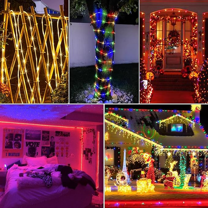 132Ft Rope Lights for Outside, Waterproof 18 Colors Changing Rope Lights Fairy String Lights with Remotes, 400 LEDs Dimmable Twinkle Christmas Lights for Bedroom Patio Halloween Decorations Nazuwke