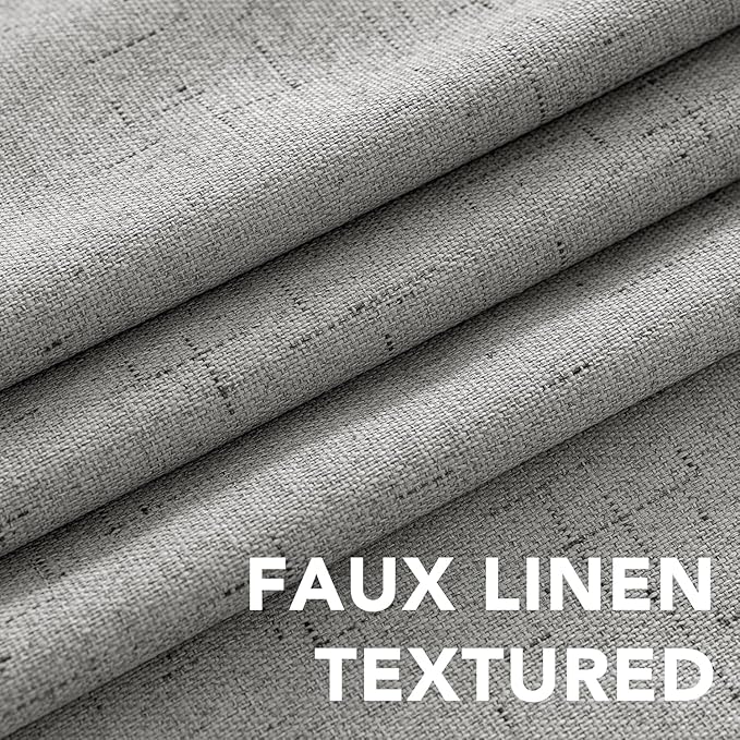 H.VERSAILTEX Linen Curtains 100% Blackout Curtains for Bedroom 102 inch Long Full Light Blocking Nature Linen Blended Window Curtains for Living Room Nickel Grommet (2 Panels, Dove Gray) HVERSAILTEX