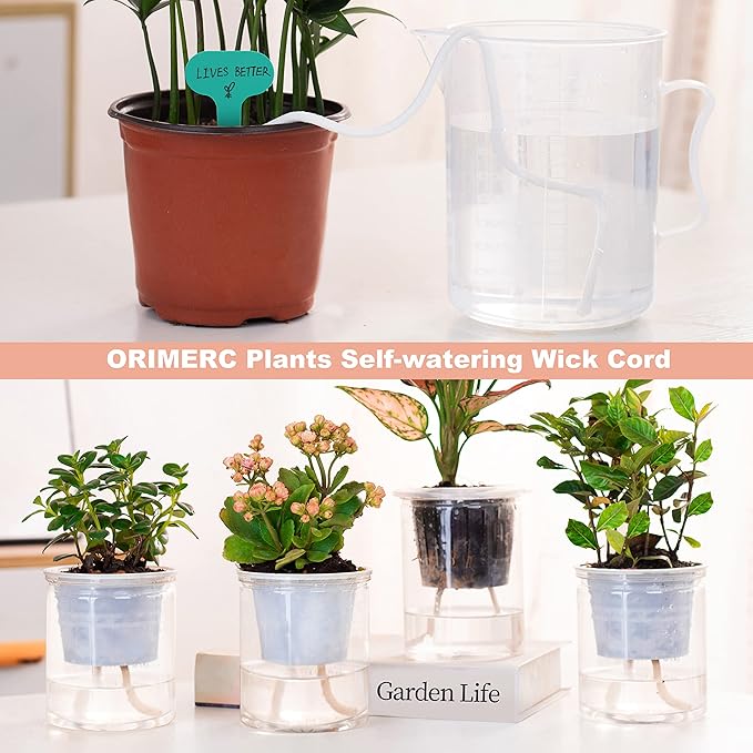 ORIMERC 12 Pack 3 inch Net Cups Pots with 12 feet Hydroponics Self Watering Wick & 12 Plant Labels Aquaponics Mason Jar Bucket Insert Orchid kratky Vegetable Garden Growing Netted Basket Slotted Mesh OrimercGarden