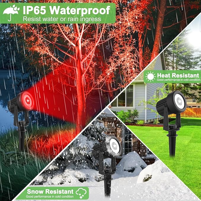 Solar Spotlights Outdoor Waterproof, RGB Landscape Spotlights, Christmas Decorative Solar Spot Lighting for Garden, Yard, Pathway, Lawn, Poolside, Party, 2-in-1 Mounted (RGB, 2 Pack) LINQELLY