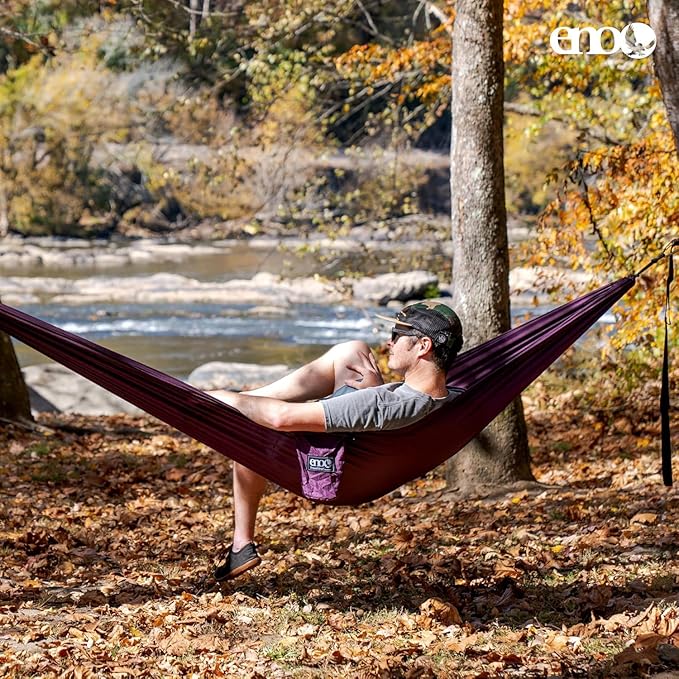 ENO TravelNest Hammock & Straps Combo - Portable Hiking and Camping Hammock with Straps Included - Travel Hammock for Camping, Hiking, Backpacking, a Festival, or The Beach + Straps Combo - Plum EaglesNestOutfitters