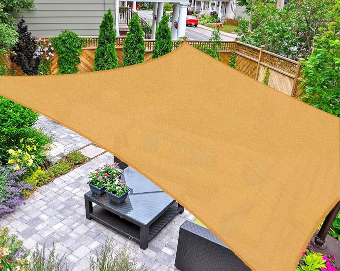 AsterOutdoor Sun Shade Sail Rectangle 16' x 20' UV Block Canopy for Patio Backyard Lawn Garden Outdoor Activities, Sand AsterOutdoor