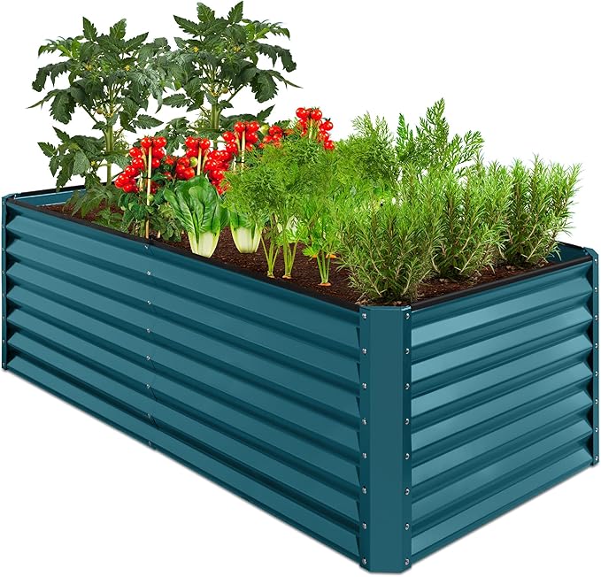 Best Choice Products 6x3x2ft Outdoor Metal Raised Garden Bed, Deep Root Box Planter for Vegetables, Flowers, Herbs, 269 Gallon Capacity, 100% Non Toxic Materials - Peacock Blue BestChoiceProducts