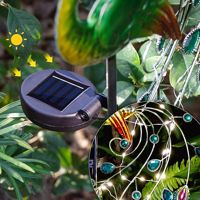 Glintoper Solar Garden Lights, 39 Inch Height Outdoor Metal Peacock Decorative Garden Stakes, Mothers Day Ideal Gifts, Waterproof Path Lights Lawn Stake Ornaments for Patio Pathway Yard Decoration Glintoper
