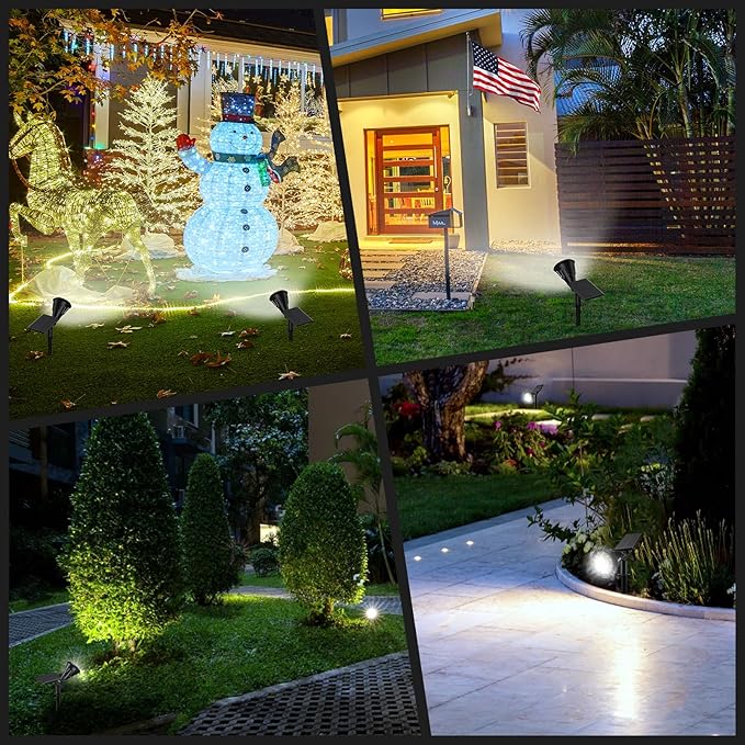 Solar Spot Lights Outdoor, 21 LEDs Brightness Solar Outdoor Lights IP67 Waterproof, 2-in-1 Adjustable Outdoor Lights Solar Powered for Yard Trees Patio Pathway Yard Flag - Cool White(6 Pack) XTGTP
