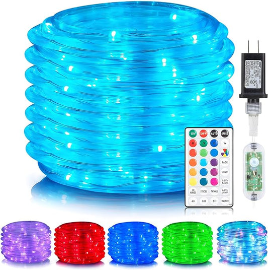 ANJAYLIA 66ft 200 LED Rope Lights Outdoor, Waterproof 16 Colors Changing String Lights Plug in with Remote Control Indoor Twinkle Fairy Lights for Bedroom Garden Party Halloween Christmas Decorations ANJAYLIA