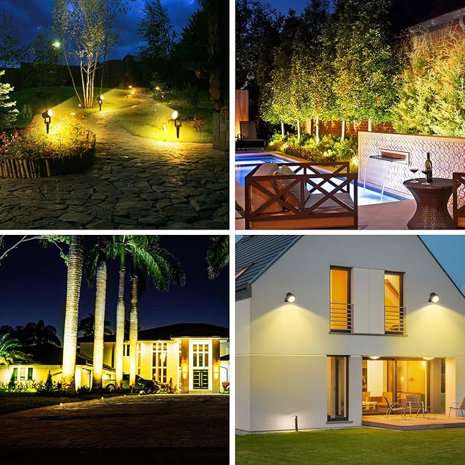 T-SUNUS Christmas Solar Landscape Spotlights Warm White 3000K Metal Lights, Garden Spot Light IP65 Waterproof 9.8ft Cable, 2000mAh Separated Panel, Auto On/Off for Halloween Tree Flag Driveway Pathway T-SUNUSLighting