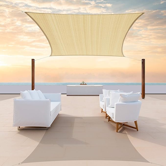 ColourTree TAPR1616 Custom Size 7' x 22' Beige Sun Shade Sail Canopy UV Block UPF50 Rectangle - Commercial Standard Heavy Duty - 190 GSM - 3 Years Warranty ColourTree
