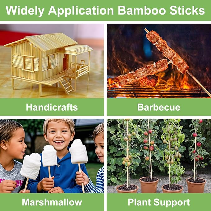 120 PCS Bamboo Plant Stakes 18 Inch, Wood Plant Support for Gardening for Potted Floral Plant, Indoor Wooden Sign Posting Garden Stick, Crafts Sticks with 120 PCS Wires(4") CJFocus