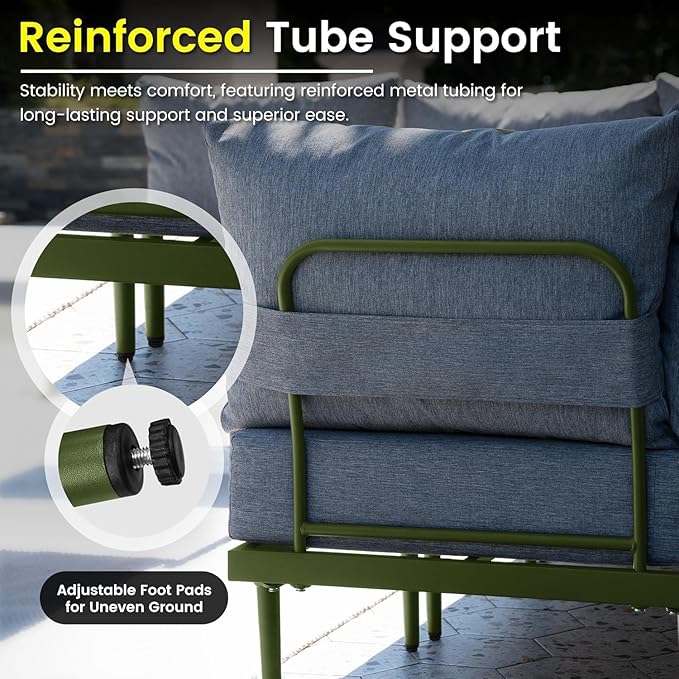 Sundale Outdoor 9 Pieces Patio Furniture Set, U-Shaped Outdoor Sectional Sofa with 6 Inch Olefin Cushion and Coffee Table, Modern Metal Outdoor Conversation Sets for Backyard, Poolside SundaleOutdoor