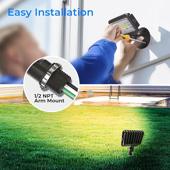 CINOTON 20W LED Flood Lights Outdoor, IP65 Waterproof Exterior Security Wall Light with 180°Knuckle, 2800LM 120V Outside Aluminum Lighting Fixture for Yard Patio Garage Doorway 3000K 2 Pack, UL Listed CINOTON