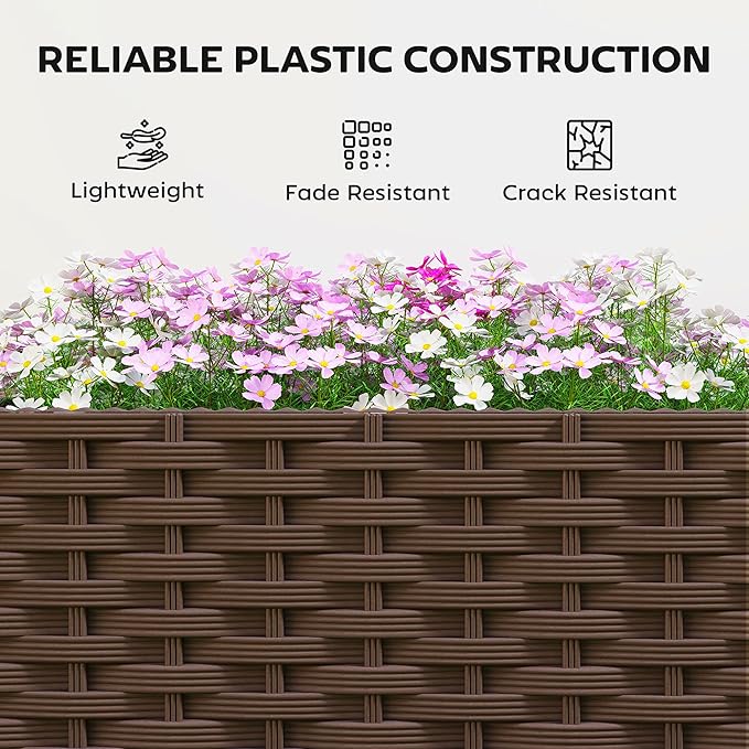 Outsunny Raised Garden Bed with Trellis, 46.5" Tomato Cage with Crop Cage, Self Watering Planter Box with Drainage Holes and Plugs for Outdoor Patio Climbing Plants, Vines, Vegetables, Flowers, Green Outsunny