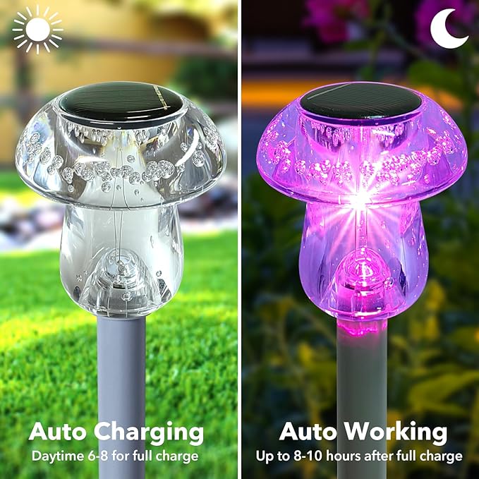 Solar Lights Outdoor, 16 Pack Mushroom Lights Outside Waterproof, Solar Powered LED Lighting for Garden, Yard, Landscape, Path, Pathway, Lawn, Walkway, Driveway, Backyard Decor (Color Changing) SolarOutdoorLights