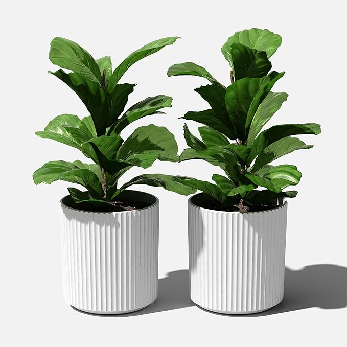 Veradek Demi Series Round Planter for Porch, Patio, Backyard | Durable Plastic-Stone Composite Material | Modern Décor for Tall Plants, Flowers VeradekOutdoor