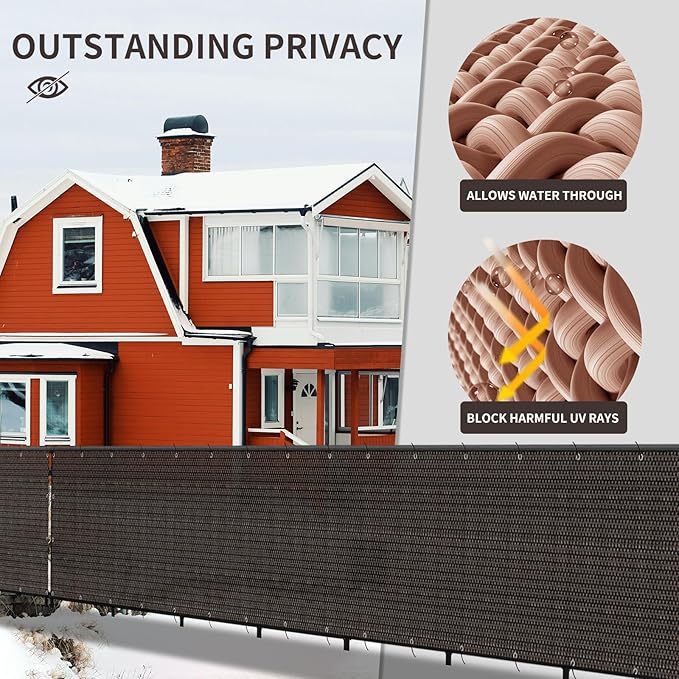 LOVE STORY Custom Size 2'6''x28' Brown Balcony Privacy Screen,UV Block Privacy Fence Screen,90% Shield for Outdoor Pool Garden Apartment Railing LOVESTORY