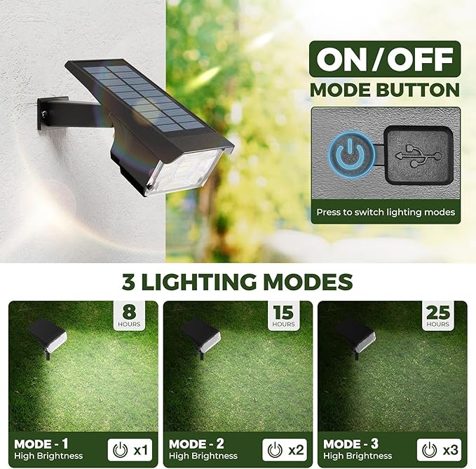 Kingsyard Solar Lights Outdoor Waterproof IP68, 47 LEDs 3 Lighting Modes USB & Solar Powered Garden Yard Pathway Spot Lights for Outside Landscape, Auto On/Off, 2 Pack(Cool White) Kingsyard
