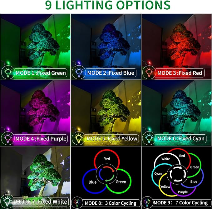 JSOT 4 Pack Halloween Solar Spot Lights Outdoor- RGB Solar Lights Outdoor Waterproof Color Changing Spotlights Christmas Decor, Outside Landscape Lighting for Yard Driveway Tree JSOT