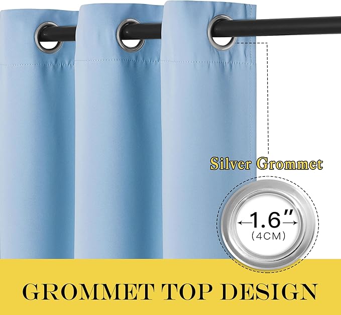 NICETOWN Blue Room Divider Curtains 100 inches Wide Curtains, Grommet Thermal Insulated Blackout Window Treatment Room Darkening for Sliding Glass Door Bedroom, 1 Panel, W100 x L84 NICETOWN