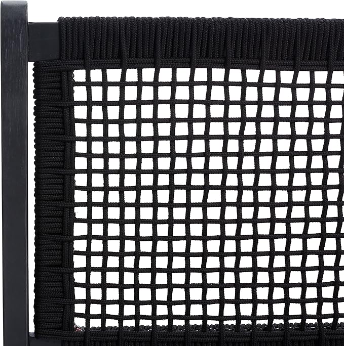SAFAVIEH Outdoor Collection Kobina Black Acacia Wood/Black Rope Foldable Bench SAFAVIEH