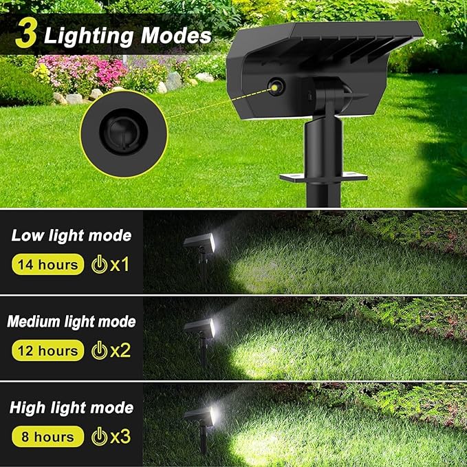 Solar Spot Lights Outdoor Waterproof IP65, [6 Pack/52 LED] 2-in-1 Solar Landscaping Spotlights, 3 Lighting Modes Solar Powered Garden Flood Light for Patio Pathway Driveway Yard Pool (Cool White) FratinkSolarLights