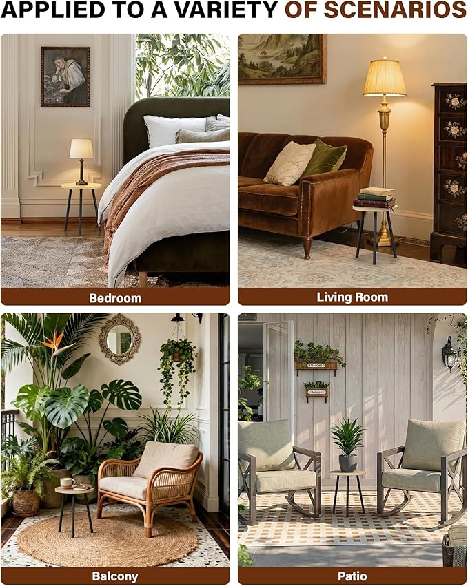 Plant Stand Indoor 14'': Indoor Plant Stand 2 Pack Metal Plant Table - Wood Plant Stool Outdoor Small Round Side End Table Mid Century Modern Decor - Home Decor SAKSUNFORYOU