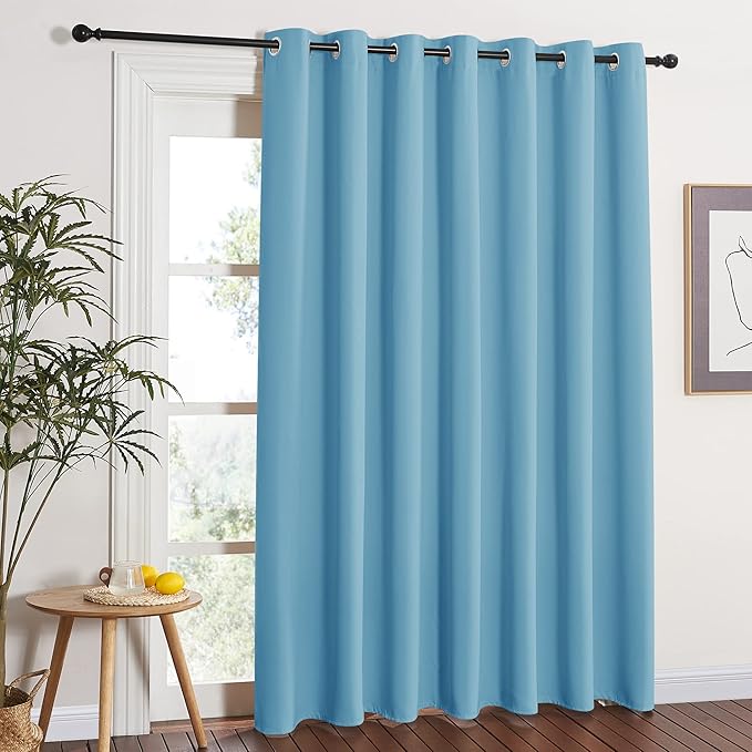 NICETOWN Sliding Glass Door Curtains - Patio Door Blinds, Luxury Home Blackout Curtains for Villa/Hall, Blinds for Bedroom (Teal Blue, 100 inches x 84 inches) NICETOWN