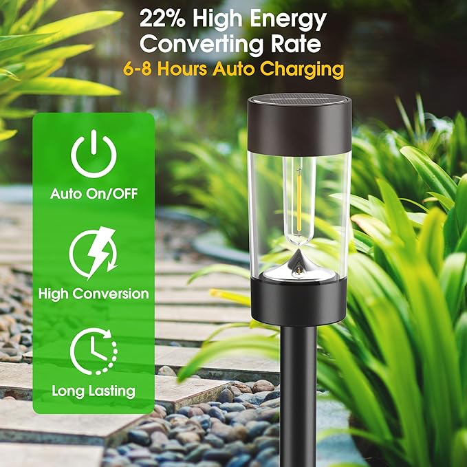 Solar Lights Outdoor, 12 Pack Waterproof Solar Landscape Lighting for Pathway Garden Yard Path Walkway Driveway Lawn Patio Outside Decor, Cool White EYROSA