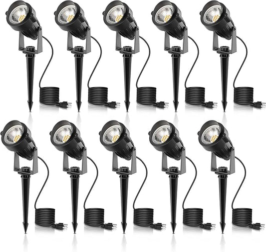 L LOHAS LED Outdoor Landscape Lighting, Auto On/Off 3000K Low Voltage Landscape Lighting, IP66 Waterproof Spot Lights for Yard, Outside, Garden, House, Pathway, Plant, Holiday Decor (10 Pack) LLOHASLED