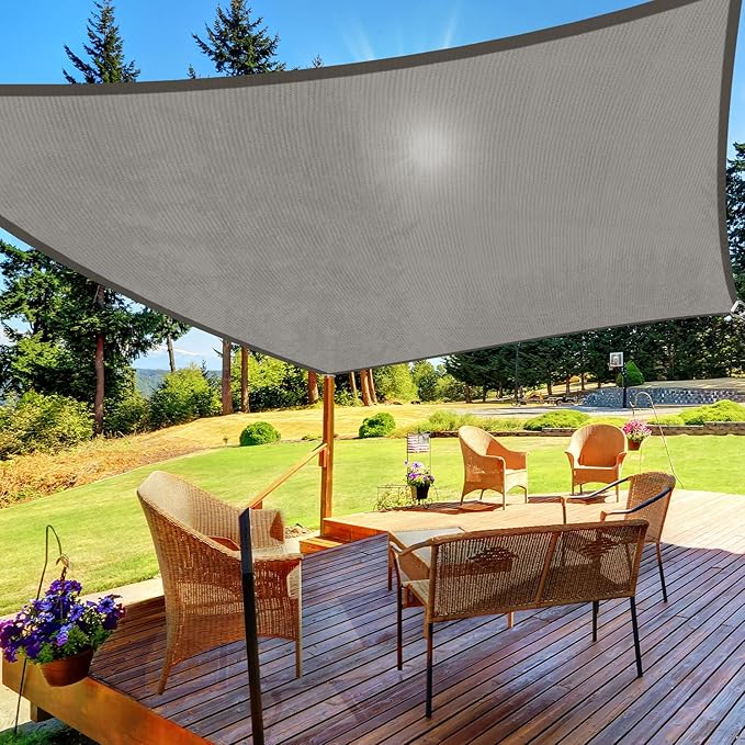 HappyTrends Sun Shade Sail,10'x 13' Heavy Duty UV Protection Beach Shade Canopy Wind sail,Tear and Rust Resistant Patio sail Shade for Yard Deck Lawn Garden Rectangle Sunshade(Grey) HappyTrends