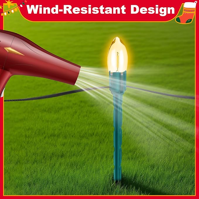 60 Pcs 7.5 Inch Christmas Light Stakes, Christmas Yard Stakes for C7 C9 Christmas Lights, Garden Path Walkway Holiday Decorations(Green) Rootora