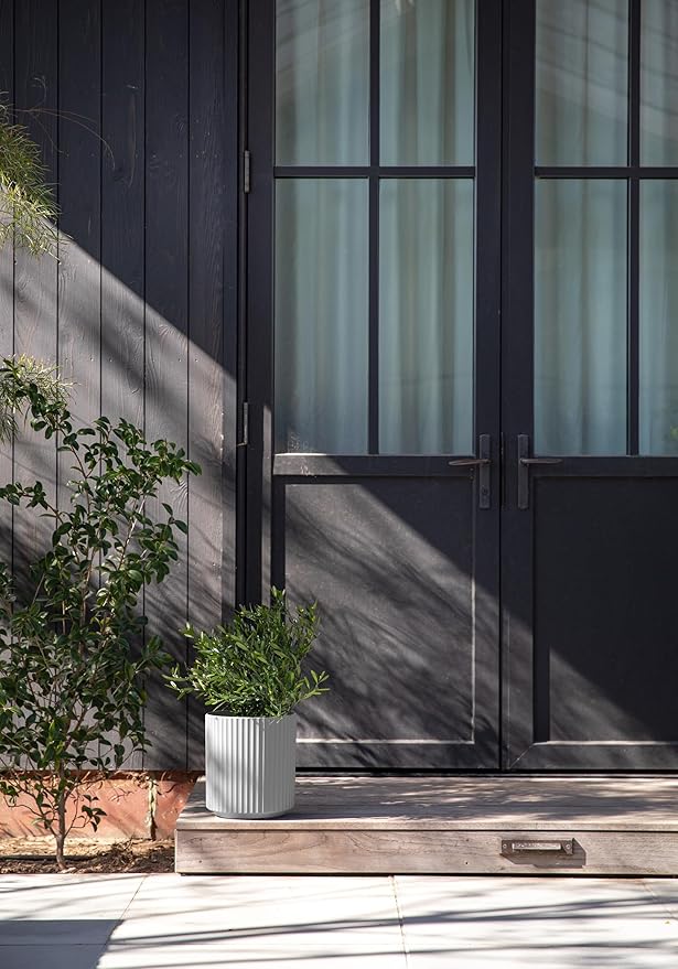 Veradek Demi Series Round Planter for Porch, Patio, Backyard | Durable Plastic-Concrete Material | Modern Décor for Tall Plants, Flowers VeradekOutdoor