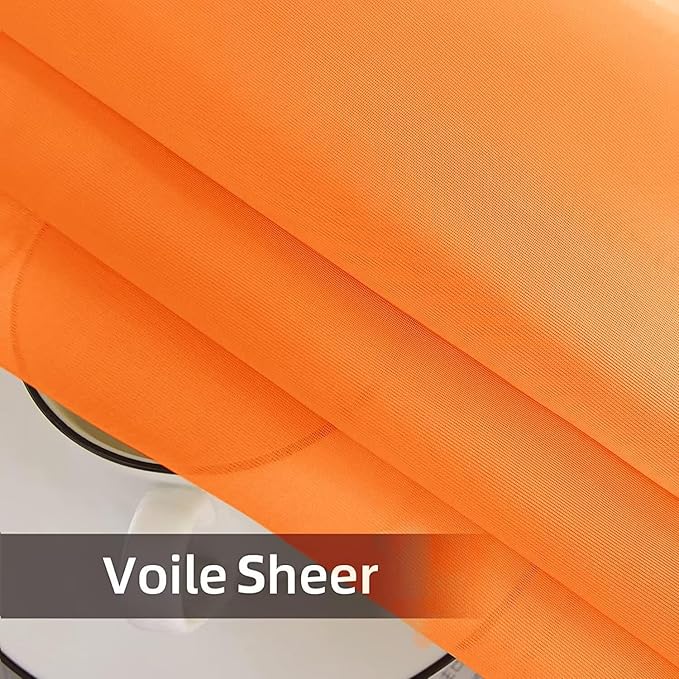 SpaceDresser Waterproof Outdoor Sheer Curtains for Patio - 2 Panels Rod Pocket Indoor Voile Sheer Curtain for Living Room,52W x 84L inch, Orange SpaceDresser