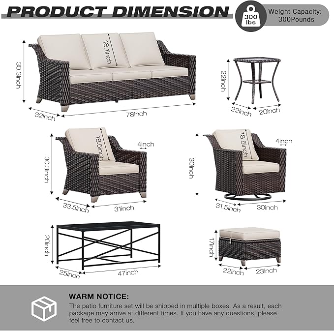 Joyside Outdoor Swivel Chair, Patio Swivel Chairs with Wide Armrest and Thick Cushions, Upgraded Large Size for Backyard, Garden, Poolside Joyside